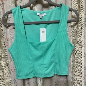 Revolve AFRM Lea Ribbed Square Neck Crop Top In Spearmint Size Medium NWT
